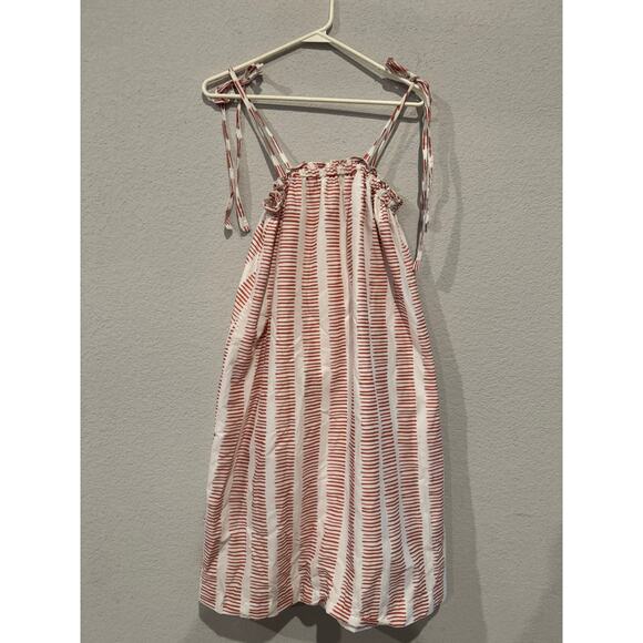 Brooke Wright Women's Size XS/SM Striped Smocked Tie Strap Mini Dress Red White - Picture 1 of 4